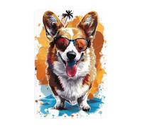 Corgis Divertidos Junto Al Mar Letrero De Estaño Divertida Cartel De Chapa Decoración Pared Muestra Placa Para Jardín Bar Cerveza 20X30Cm