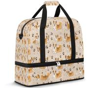 Corgis Dog Paw Bolsa de viaje para mujeres y hombres, bolsa de fin de semana, plegable, separada, 47 L, bolsa de mano para deportes, gimnasio, yoga, color, 47 L, Organizador de bolsas