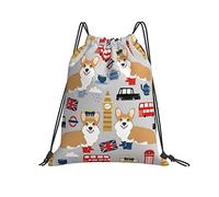 Corgis En Londres, Reino Unido, Big Ben Británico Hombres Mujer Mochila De Cuerdas Gracioso Cordón Bolsa Casual Saco De Gimnasio Para Escolar Gimnasio Deporte