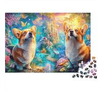 Corgis Mirada en una Escena de Hadas Vibrante Puzzle De 1000 Piezas Perro Lindo Perfecto Regalo para Niños, Niñas, Hombres Y Mujeres 70x50cm/1000pcs