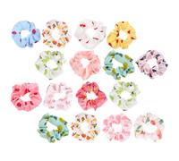 CORHAD 16 Gomas Pelo Estampado de Frutas, Anillos Cabello de Tela, 16 Piezas, Diseño Sencillo y Sujetan el Cabello para Uso Diario y Fiestas Varios estilos