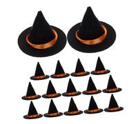 CORHAD 16 piezas Sombreros Mini Bruja Negros Fieltro Resistente Decoración Halloween Botellas Manualidades Fiesta