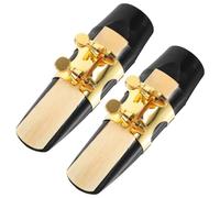 CORHAD 2 Piezas Boquilla de Saxofón con Ligadura Dorada Kit Duradero y Compacto para Accesorios Musicales Compatible Mayoría de Saxofones para Estudio y Presentaciones