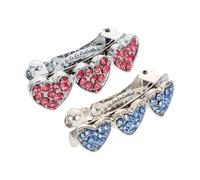 CORHAD 2 Uds Accesorios para El Cabello De Mascotas Clips Decorativos para El Pelo De Tocado De Cachorro Horquilla De Diamantes De Imitación para Horquilla De Corazón para
