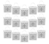 CORHAD 25 Piezas Unidades Bolsas white Pequeñas con Asas y Cruz Hueca Cajas para Regalos y Dulces Bautizos Comuniones y Bodas Decoración Religiosa Práctica y Resistente