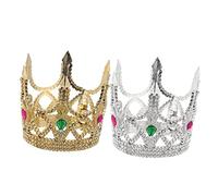 CORHAD 2Piezas de Halloween para Fiestas Diadema de Rey y Reina Plástico Plata y Accesorio de Disfraz Reutilizable y Duradero para Celebraciones y Sesiones de Fotos