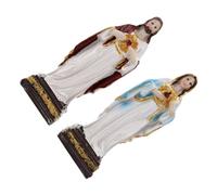 CORHAD 2piezas Estatuas De y María De Resina Decoración Religiosa Católica Hogar Figura Espiritual para Navidad Estantes De Mesa y Entrada Estatua