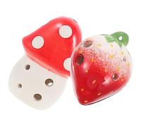 CORHAD 2piezas Ocarina De Cerámica Para Niño Niña De Instrumento Musical De Mushroom y Strawberry Juguete Educativo Para Principiantes Para Fiestas y Desarrollo Musical Infantil