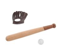 CORHAD 3 Juegos Mini Baseball Dollhouse Accessories Realistic Bat Ball Glove For Miniature Displays Educational Craft Toy For Collectors and