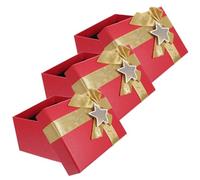 CORHAD 3 Piezas Cajas de Navideñas con Lazo Dorado para Fiestas Cumpleaños y Bodas Pequeño para y Sorprender Tus Invitados