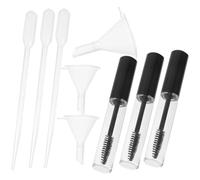 CORHAD 3 Piezas Tubos Vacíos de Máscara con Varita para Pestañas Embudos Plásticos y Pipetas de Transferencia para Aceite de Ricino Envases Transparentes Reutilizables