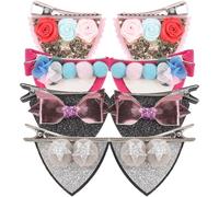 CORHAD 4 Pares de Pinzas Pelo Orejas de Gato y Lentejuelas para Niñas, Accesorios Delicados de Tela que No Dañan el Cabello para Bodas y Ceremonias