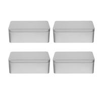 CORHAD 4 Piezas Caja Metálica Rectangular Plateada para Galletas y Dulces de Unidades Resistente y Portátil para Almacenamiento de Navidad y Snacks