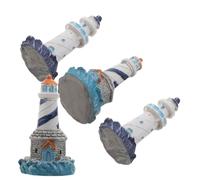 CORHAD 4 Piezas Miniaturas Faros Decorativos de Resina para Mesa Figuras Mediterráneas Compactas para Decoración de Hogar Jardín y Oficina Adornos Náuticos para Espacios Pequeños