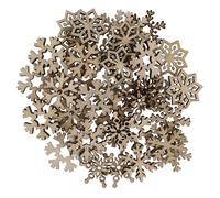 CORHAD 50 Piezas de Madera en Forma de Copos de Nieve Beige para Manualidades Diy, Adornos Seguros y Resistentes para Ambientación Navideña en Ventanas Varios estilos