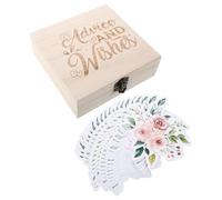 CORHAD 50 Piezas Tarjetas para Shower con Predicciones y Consejos Dobles Caja de Madera Interactivo para Padres Próximos Decoración Floral para Fiestas de Embarazadas
