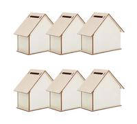 CORHAD 6 casitas de madera pequeñas sin terminar, alcancía con forma de casa, proyecto de ahorro para niños en casa, kit de manualidades para fomentar la educación financiera.