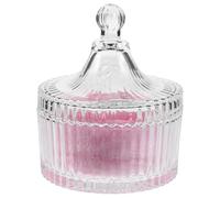 CORHAD Aplicador de Polvos Sueltos Extragrande Rosa con Lazo Decorativo, Esponja de Felpa 90x30 Mm para Maquillaje y Polvos Corporales con Recipiente de Vidrio