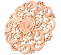 CORHAD Aplique de Madera Tallada Redondo sin Pintar 30 Cm, Decoración de Paredes y Muebles, Incrustación Artesanal Natural para Puertas y Gabinetes, Decoración Vintage Hogar