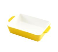 CORHAD Bandeja para Hornear Grosor Medio Rectangular de Cerámica Amarilla y Alta Resistencia al Calor, Utensilio Elegante para Horno y Microondas