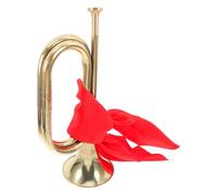 CORHAD Bugle Metálico para Principiantes Instrumento de Viento para Orquesta Diseño Único y Sonido Estable Trompeta de Caballería Dorada con Pañuelo Rojo para Jóvenes Músicos