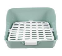 CORHAD Caja de Arena para Conejos y Cobayas, Orinal Antisalpicaduras Grande de 4 Esquinas, Color Verde Menta, Bandeja Higiénica Espaciosa para Hámster y Chinchillas, Entrenador de Baño