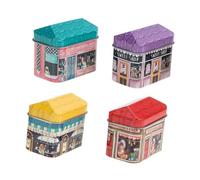 CORHAD Caja De Hojalata Tapa Para Dulces y Galletas 4 Piezas Decoración Retro Almacenamiento Práctico Colores Brillantes Adecuado Para Fiestas y Diario
