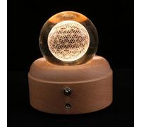 CORHAD Caja de Música Bola de Cristal LED Pequeña Luz Nocturna Decorativa Base de Madera Música Romántica para Decoración de Escritorio y Ambiente Hogareño