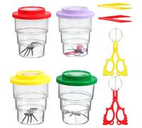 CORHAD Caja de Observación de Insectos Lupa para Exploración al Aire Libre Kit de 12 Piezas Frasco Transparente Pinzas y Clips para Manipulación Herramienta Aula