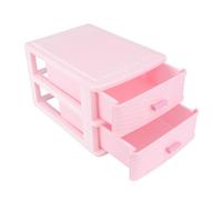 CORHAD Caja Organizadora para Maquillaje y Joyería de Plástico Ecológico, Tamaño Mediano Rosa, 2 Niveles Tipo Cajón para Dormitorio y Escritorio, Organizador Multifuncional