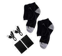 CORHAD Calcetines Calefactables de Invierno USB 1 Par Térmico Negro y Gris 2 Cajas de Batería y 2 Cables USB Calcetines Térmicos de Poliéster para Deportes al Aire Libre y Esquí
