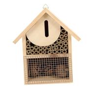 CORHAD Casa Colgante para Abejas de Madera Natural Hábitat Seguro para Insectos Polinizadores Decoración para Jardín y Protección Lluvia Refugio para Abejorros y Mariquitas