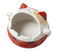CORHAD Cenicero Decorativo E Innovador en Forma de Gato Fortuna Rojo de Cerámica y Navidad para Escritorio Adecuado para Colección Personal