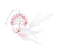 CORHAD Colgante ornamento de fondo atrapasueños del zodiaco árbol de la vida romántica colgador pared percha pared decoración artesanía de cristal árbol de la vida de cristal PU rosa
