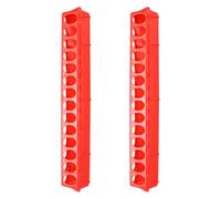 CORHAD Comedero para Gallinas de Plástico Rojo, 2 Piezas, Fácil de Desmontar y Previene Que el Alimento Se Ensucie, Adecuado para Aves de Corral y Pollos