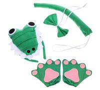 CORHAD Conjunto de Disfraz de Caimán para Fiesta y Cosplay Diadema de Animal con Lazo Guantes de Tejido Suave y Pajarita Accesorios para Carnaval y Halloween Talla Única Color Verde
