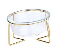 CORHAD Cuenco de Vidrio Inclinado para Mascotas con Base Alta Antideslizante Tazón Duradero para Perros y Gatos Pequeños Soporte Estable para Alimentación Cómoda de Mascotas