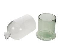 CORHAD Cúpula de Vidrio Transparente con Base Corazón Verde Campana Decorativa para Exhibición de Flores Preservadas Difusores y Pasteles Cubierta Protectora Antipolvo para Decoración de