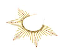 CORHAD Diadema Circular Amarilla Metálica para Cosplay y Fiestas Tocado Solar Ligero Rayos de Sol Vintage Accesorio Femenino para Concurso y Banquete