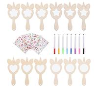 CORHAD Espejo de Mano de Madera sin Acabado con Diseño de Unicornio, Mini Espejo para Pintar Diy, Set con Plástico y Pearl Snow Mud, Decoración de Habitación