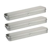 CORHAD Estuche Portátil de Hojalata para Lápices y Bolígrafos, Caja Metálica Rectangular 160x54x20 Mm, Set de 3 Unidades, Organizador Escolar para Estudiantes, Uso en Hogar y Oficina,