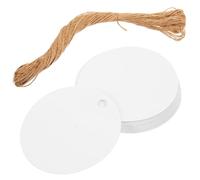 CORHAD Etiquetas y Reutilizables Redondas de Papel Blanco Colgantes con Cuerda de Cáñamo, Ligeras en Festivales para Tarjetas de Mensaje y Regalos