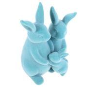 CORHAD Figura Decorativa de Conejo Flocado Azul para Pascua, Set de 3 Piezas Estatuas Familiares de Resina, Decoración Primaveral para Mesa, Hogar y Jardín, Adecuado para Centro de Mesa