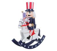 CORHAD Figuras de Cascanueces de Madera para Decoración Navideña: Estatua de Soldado Cascanueces Americano de 26 cm sobre Caballo Mecedor, Decoración para Fiestas Patrióticas del 4 de Julio