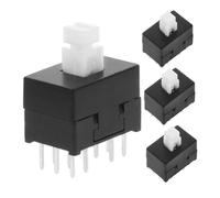 CORHAD Interruptores Mini Botón Auto Bloqueantes De ástico y Metal Paquete De 4 Pcs Interruptor De Presión Compacto De x 13mm Para Paneles y Proyectos Electrónicos