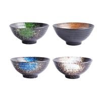 CORHAD Juego de 4 Cuencos de Cerámica Japonesa para Arroz y Sopa, Fácil de Limpiar, Colores Surtidos para Comidas Frías y Calientes Color Aleatorio