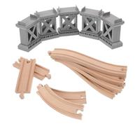 CORHAD Juego de Vías de Tren de Madera con Soportes de Plástico para Puentes, Accesorios Compatibles con Pistas Curvas Ascendentes, Conjunto Educativo, Juego Creativo Simulación