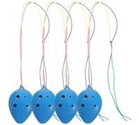 CORHAD Ocarina Clásica de Cerámica de 6 Agujeros para Principiantes, Instrumento Musical Portátil para Niños, Juego de 4 Piezas en Azul, Adecuado para Práctica y Color Aleatorio