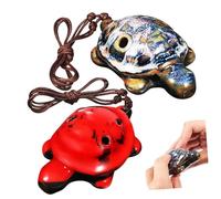 CORHAD Ocarina de Cerámica Tortuga 6 Agujeros, Mini Instrumento Portátil para Principiantes, Incluye 2 Piezas (azul y Rojo Esmaltado), Flauta Ocarina para Música Folclórica y Clásica