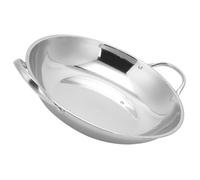 CORHAD Olla Wok de Acero Inoxidable con Doble Asa, Pequeña y Resistente para Cocinar en Casa o Restaurante, Fácil de Llevar y Calentar Alimentos
